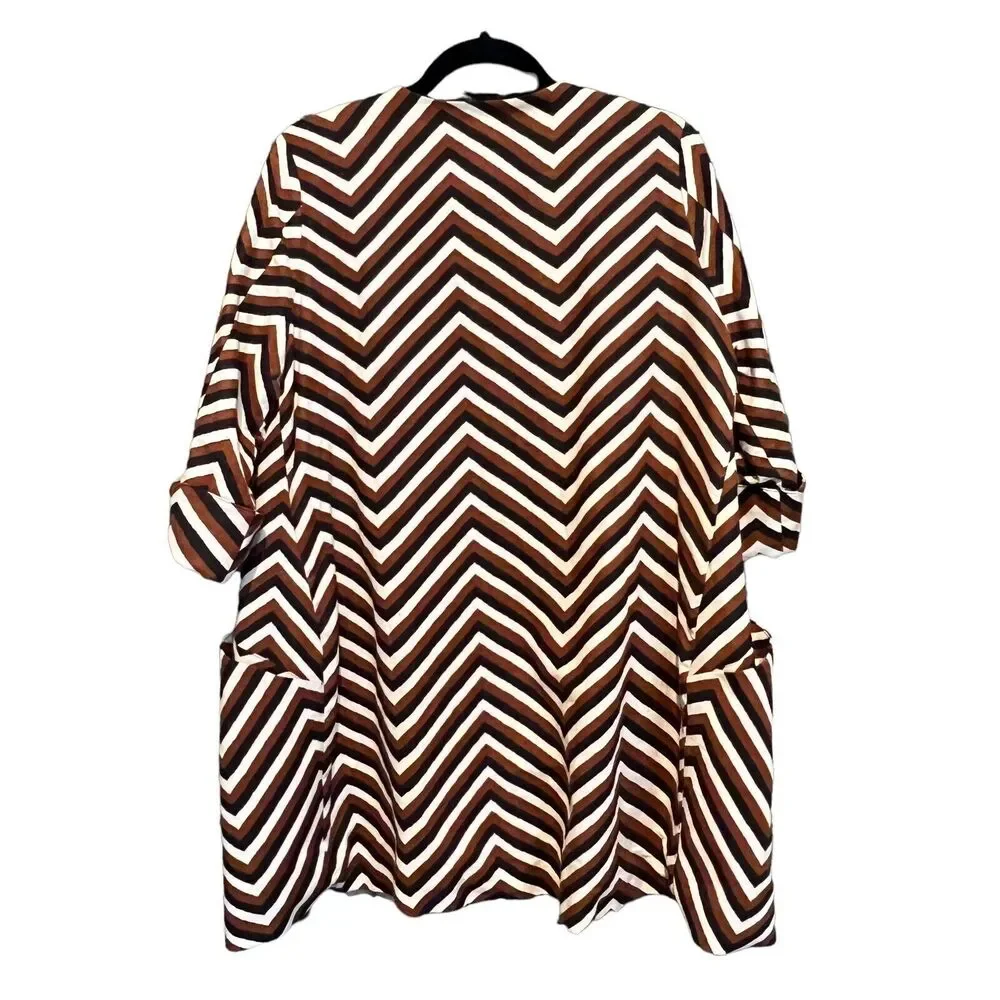 Eva Franco Anthropologie Oversized Cardigan Chevron Print Pockets Size XS / S - Picture 2 of 12